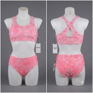 Hurley Girls Swimsuit 14 Pink Tropical Hibiscus 2 Piece Bikini Set UPF 50+